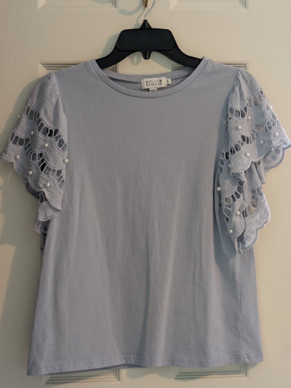 Molly Bracken Pearl Flutter Sleeve Top